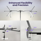 44" Wide Shade LED Desk Lamp with Clamp – 3000 Lumens, 3 Color Modes, CRI 95, Dimmable Task Light, Silver