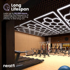 Plafonnier LED ultra lumineux 15 grilles hexagonales 60 720 lumens pour garages, salons de coiffure et salles de sport, lumière blanche froide