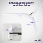 41” Wide Shade, 3000 Lumens LED Desk Lamp with Clamp – CRI 95, 3 Color Modes, Dimmable Task Light, White