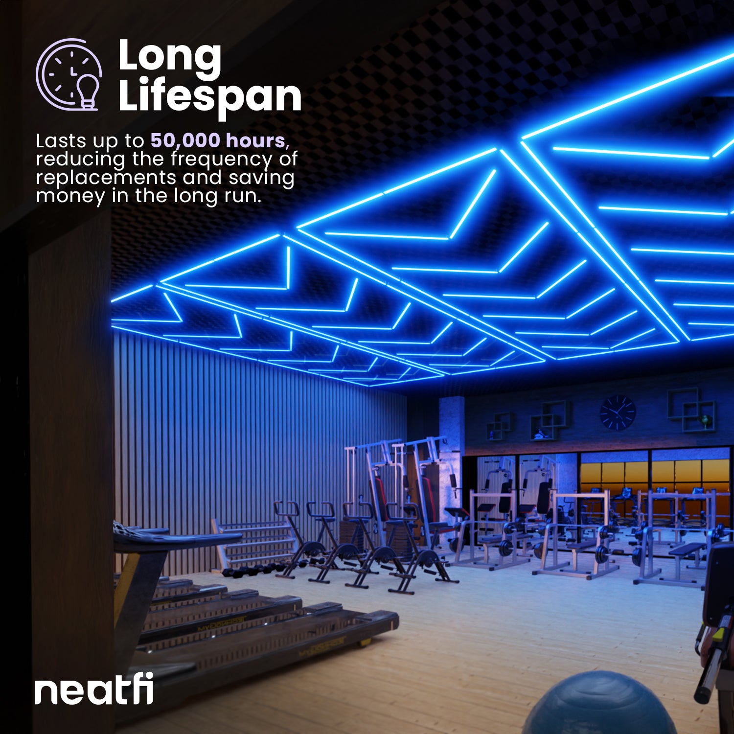 6-Arrow Shape Ultra-Bright LED Ceiling Light – 42,2400 Lumens for Warehouses & Gyms, Blue