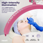 Half Moon LED Table Lamp with Clamp – 2500 Lumens, 5 Light Modes for Nail Arts & Facials, Pink