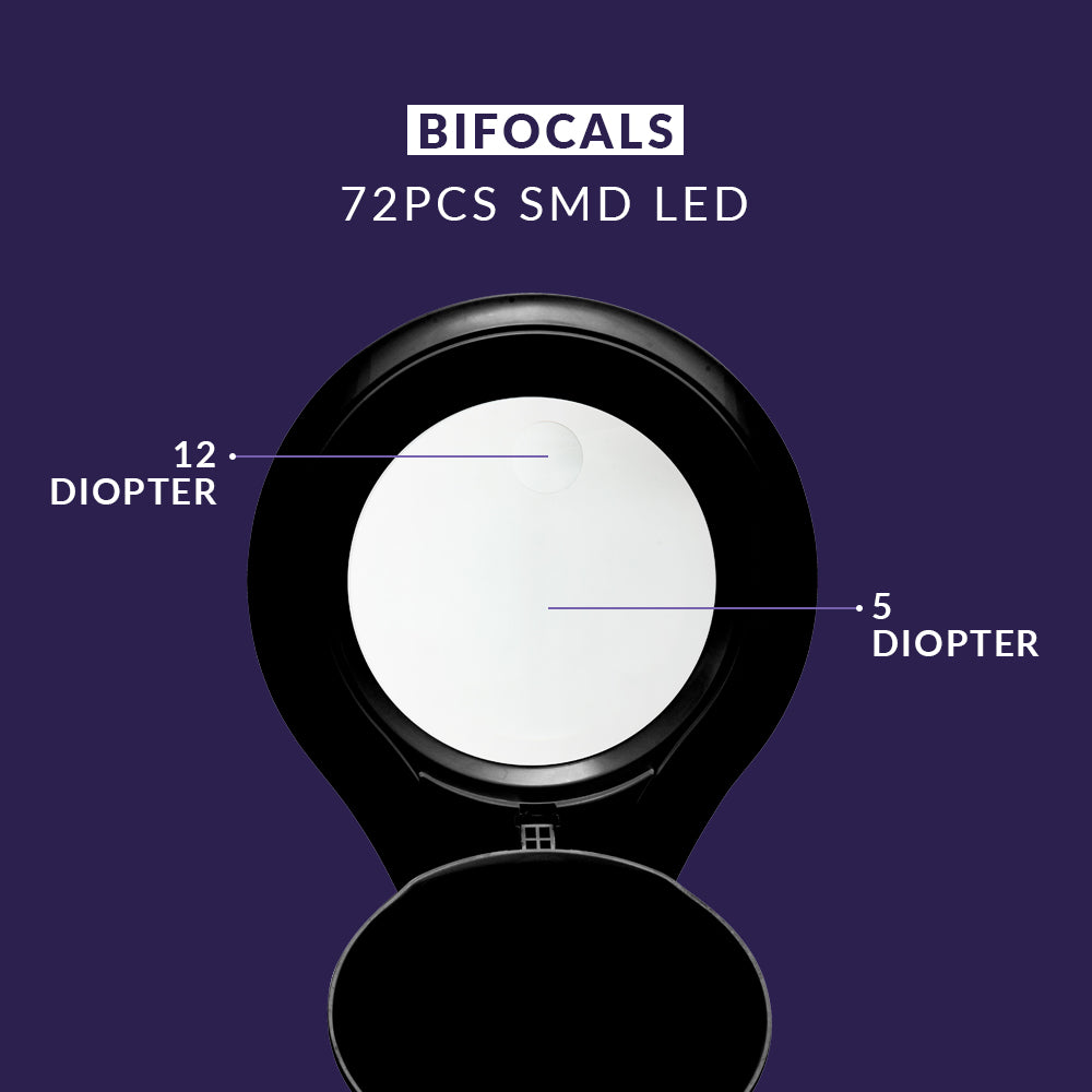 6" Glass Lens LED Magnifying Lamp – Non-polar Dimming Light for Sewing & Jewelry Making, Black