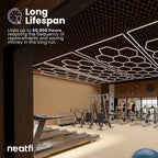 15 Hex Grids LED Ceiling Light with Hanging Kit – 69,600 Lumens for Auto Shops, Salons & Gyms, Cool White