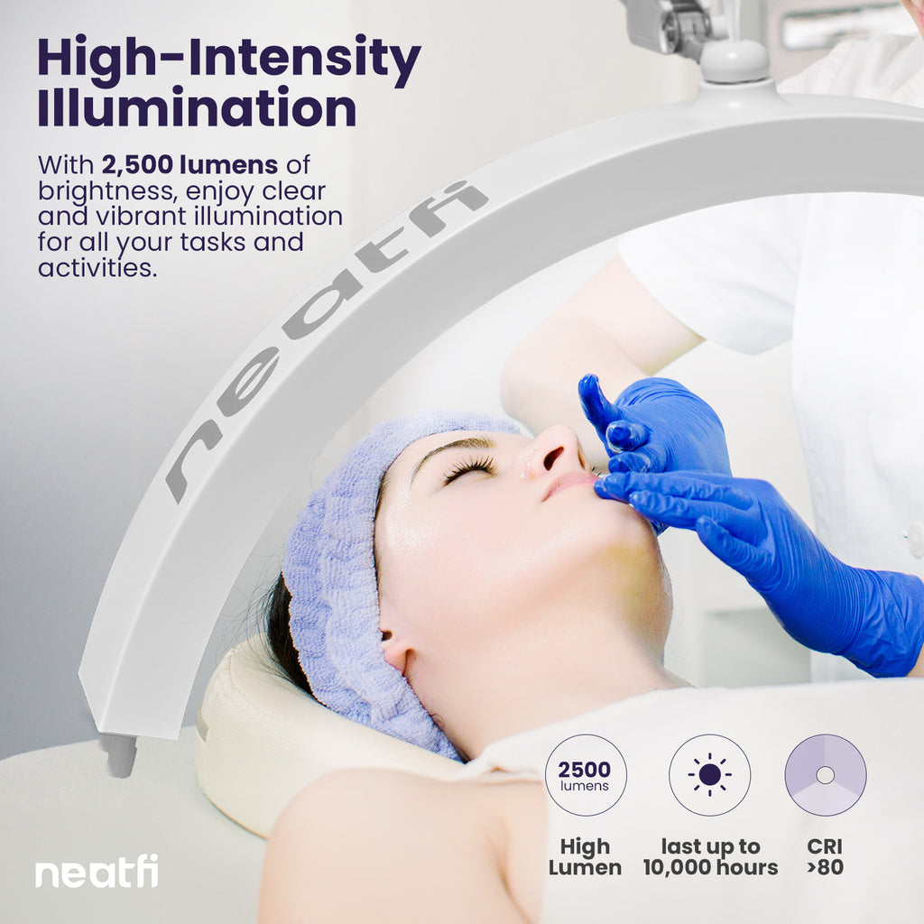 Half Moon LED Table Lamp with Clamp – 2500 Lumens, 5 Light Modes for Nail Arts & Facials, White