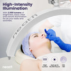 Half Moon LED Table Lamp with Clamp – 2500 Lumens, 5 Light Modes for Nail Arts & Facials, White