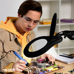 5" Wide 5D Lens – 1200 Lumens LED Magnifying Lamp with Clamp for Crafts & Detail Works, Black