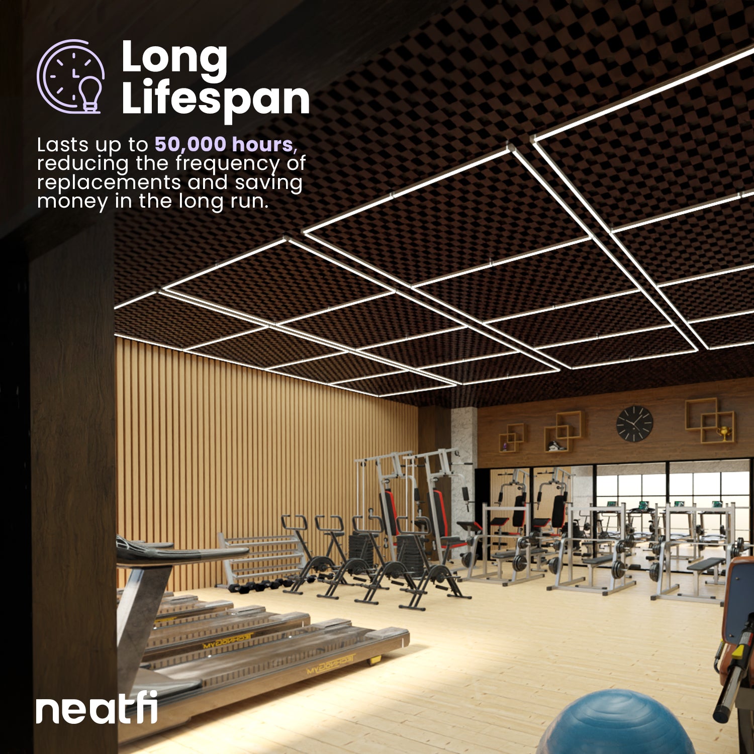 4 Panels LED Ceiling Light – 31,680 Lumens Ultra-Bright for Auto Shops, Warehouse & Gyms, Cool White