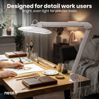 1600 Lumens LED Desk Lamp with Clamp – 22" Wide Shade, Adjustable & Non-polar Dimming Light, White