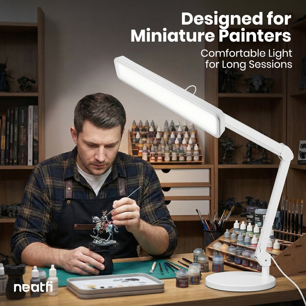 22” Wide Shade LED Desk Lamp with Base – 2500 Lumens Task Light for Workbench & Crafts, White