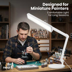 22” Wide Shade LED Desk Lamp with Base – 2500 Lumens Task Light for Workbench & Crafts, White