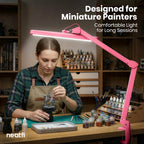 Lampe de bureau LED à pince de 56 cm de large – Lampe de travail de 2500 lumens pour établi et travaux manuels, rose
