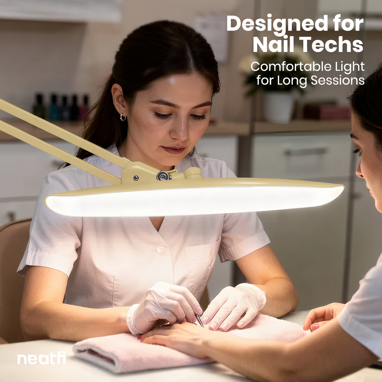 Lampe de bureau LED à tête large de 20 po avec pince – Lampe de travail de 2200 lumens pour bureau et travaux manuels, Or