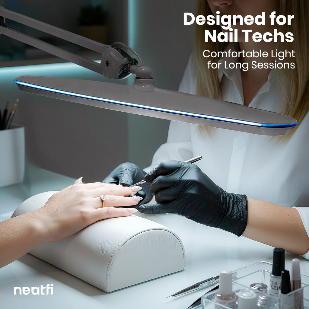 2200 Lumens LED Desk Lamp with Clamp – 23" Wide, 3 Light Modes for Workbench & Home Office, Silver