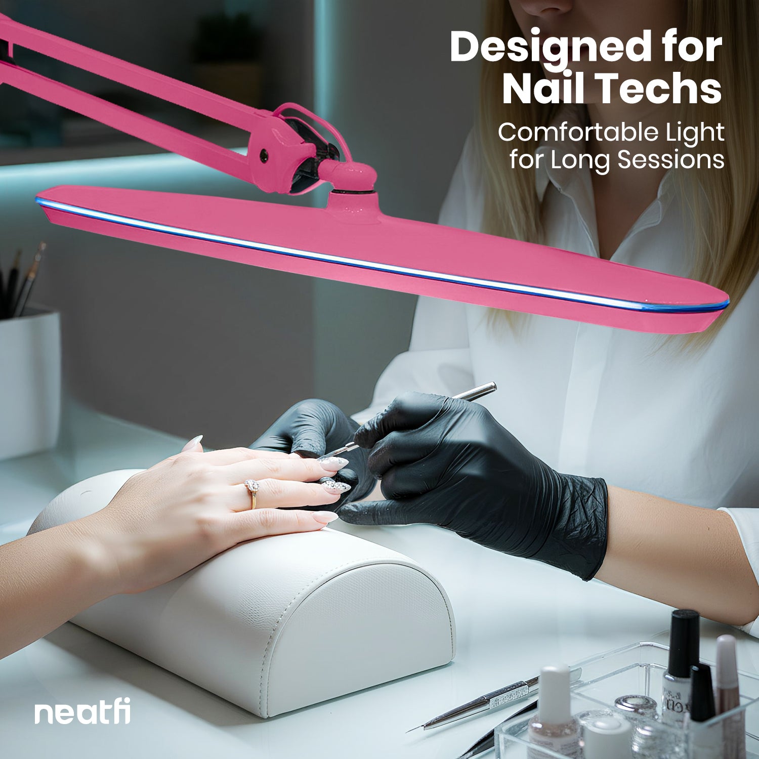 23” Wide Shade, 2200 Lumens LED Desk Lamp with Clamp – Dimmable, Eye-Caring Task Light, Pink