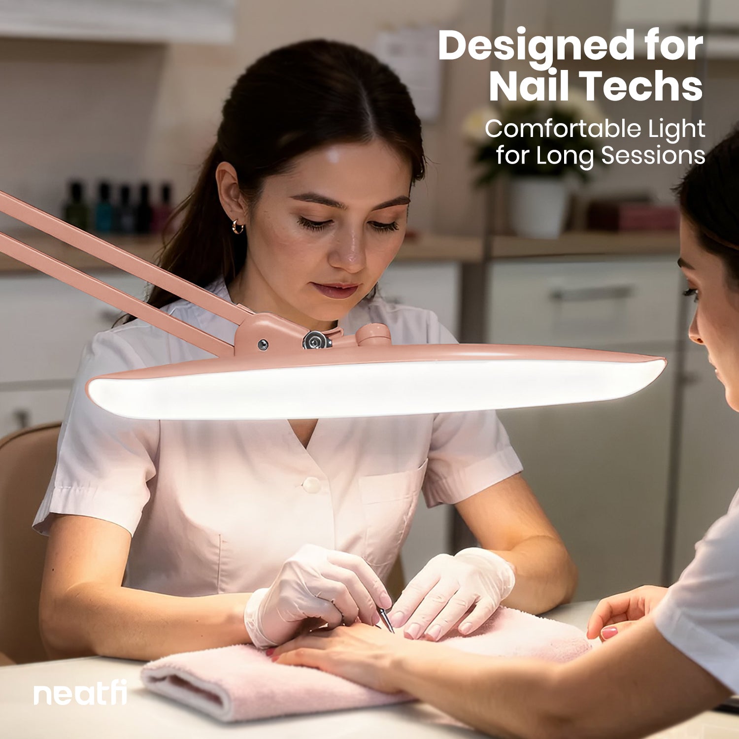 20” Wide Head LED Desk Lamp with Clamp – 2200 Lumens Task Light for Home Office & Crafts, Rose Gold