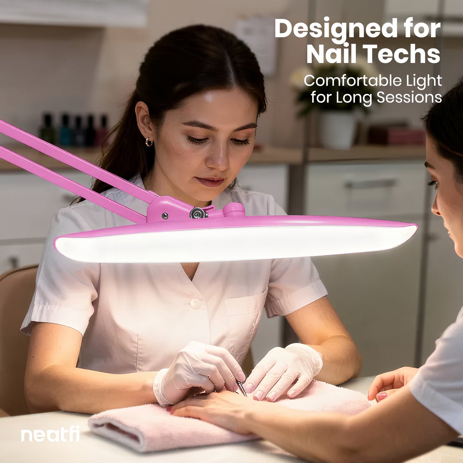 20” Wide Head LED Desk Lamp with Clamp – 2200 Lumens Task Light for Home Office & Crafts, Pink