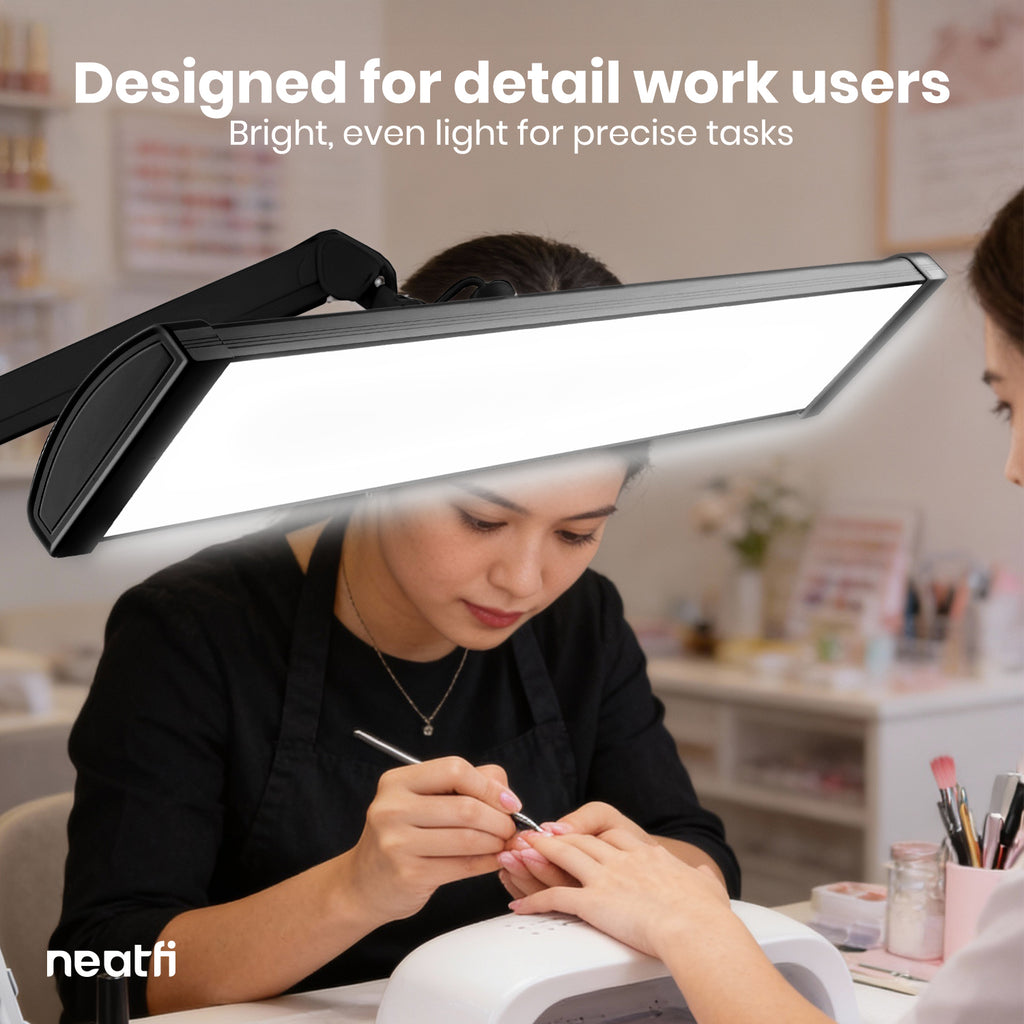 3500 Lumens LED Desk Lamp – 26” Ultra-Wide Shade, Non-Flickering Task Light with Clamp, Black