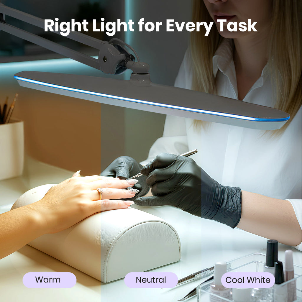 2200 Lumens LED Desk Lamp with Clamp – 23" Wide, 3 Light Modes for Workbench & Home Office, White