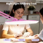 2200 Lumens LED Desk Lamp with Clamp – 20” Wide Shade, 3 Light Modes, Dimmable Task Light, Pink