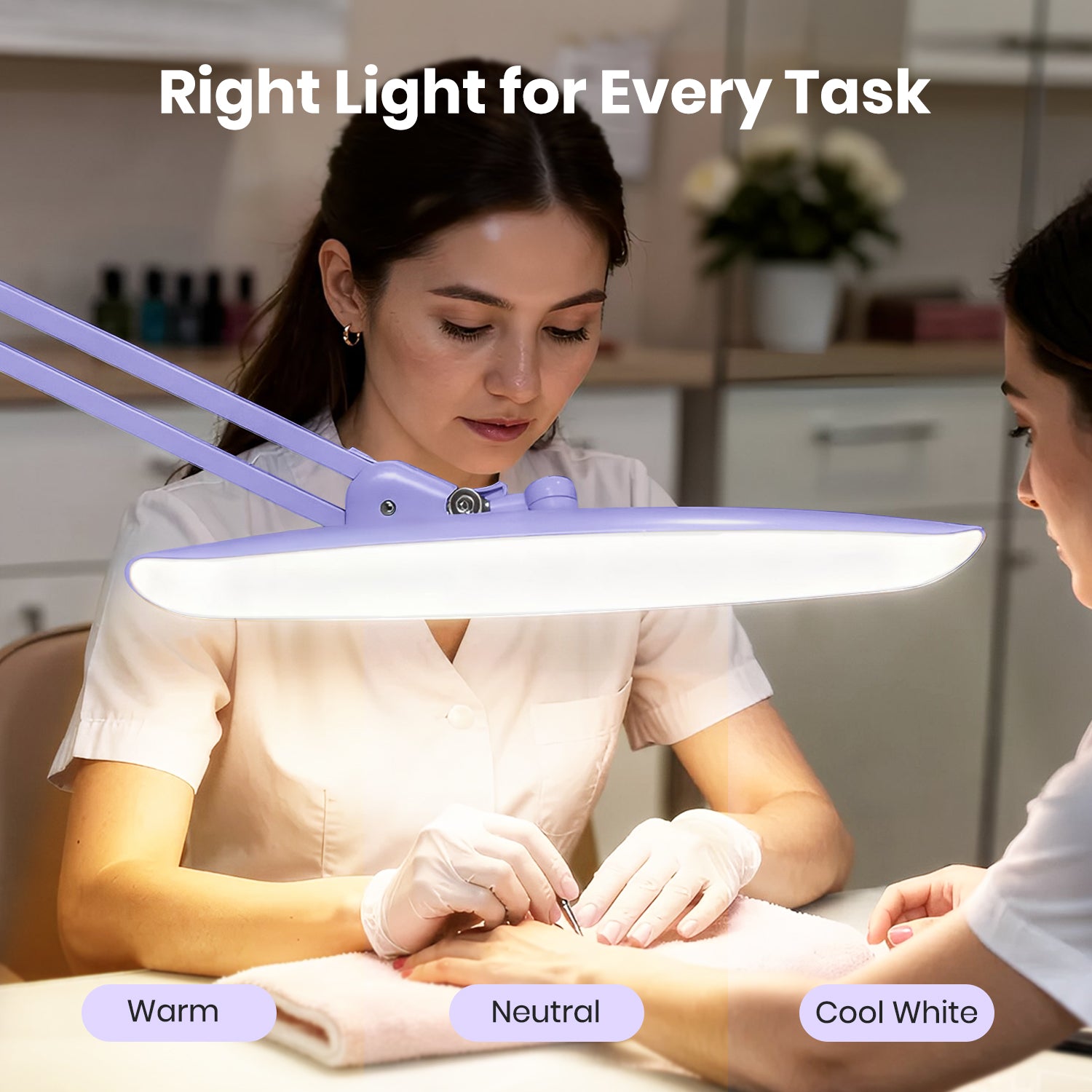 2200 Lumens LED Desk Lamp with Clamp – 20” Wide Shade, 3 Light Modes, Dimmable Task Light, Lavender