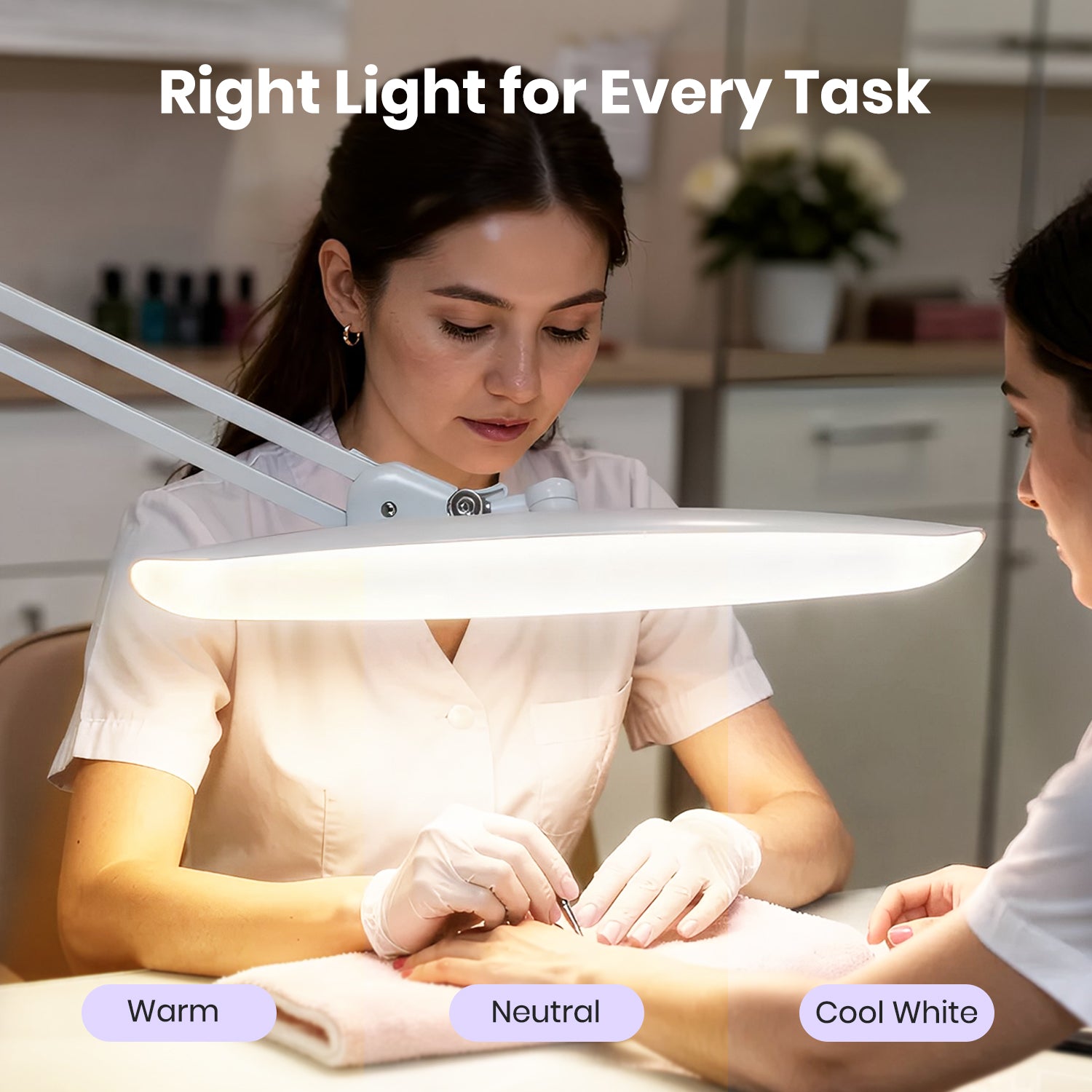Lámpara de escritorio LED de 2200 lúmenes con abrazadera – Pantalla ancha de 20”, 3 modos de luz, luz de trabajo regulable, blanca