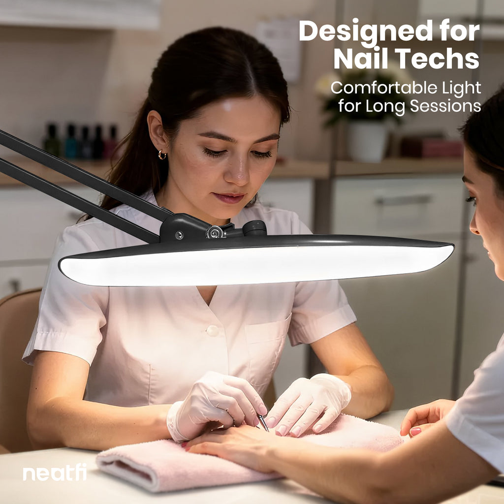 20” Wide Head LED Desk Lamp with Clamp – 2200 Lumens Task Light for Home Office & Crafts, Space Gray