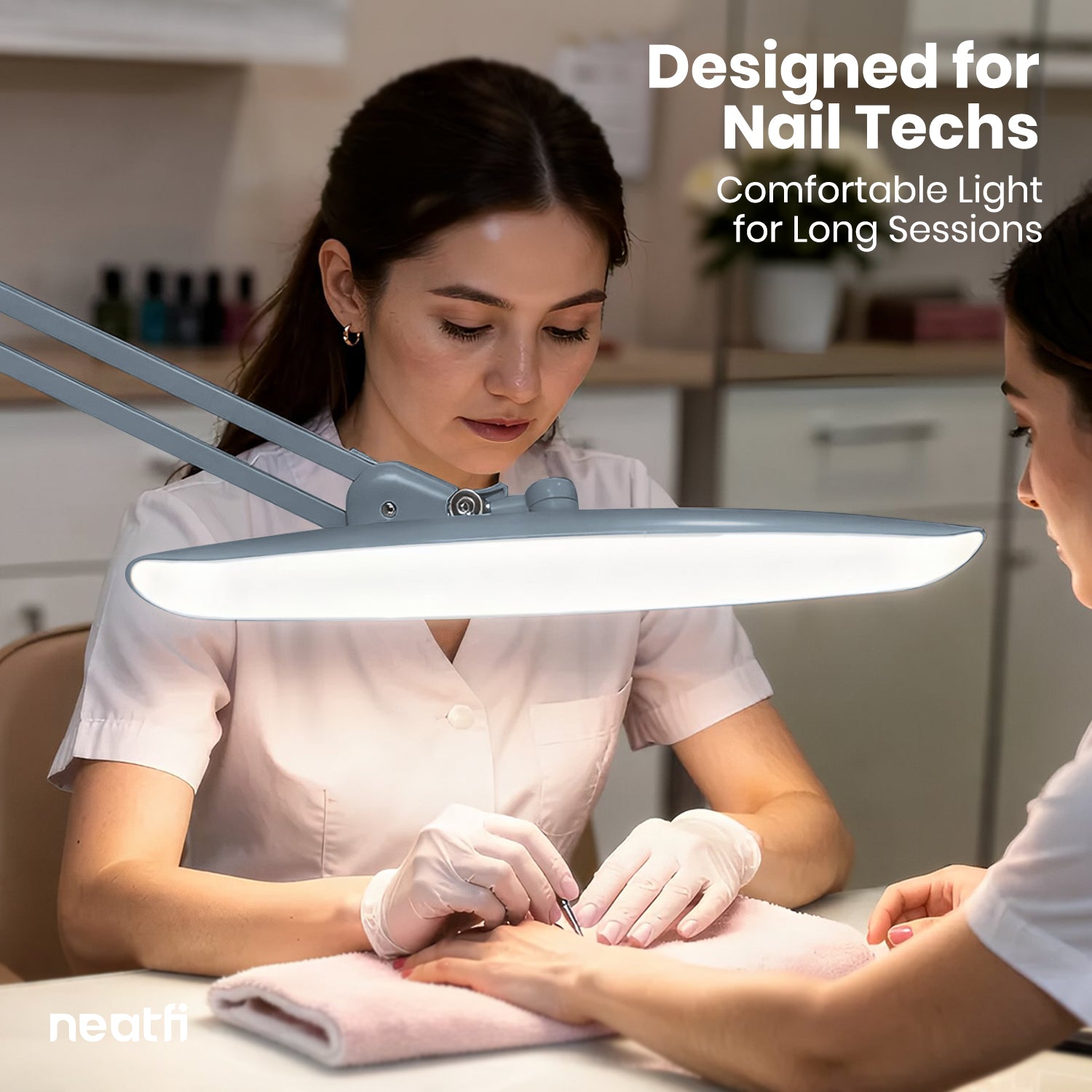 20” Wide Head LED Desk Lamp with Clamp – 2200 Lumens Task Light for Home Office & Crafts, Gray