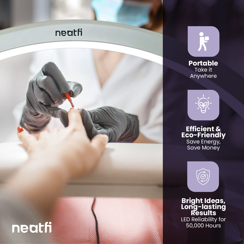 LED Half Moon Light – 1600 Lumens, 3 Color Modes, Dimmable Task Light for Nail Techs & Estheticians