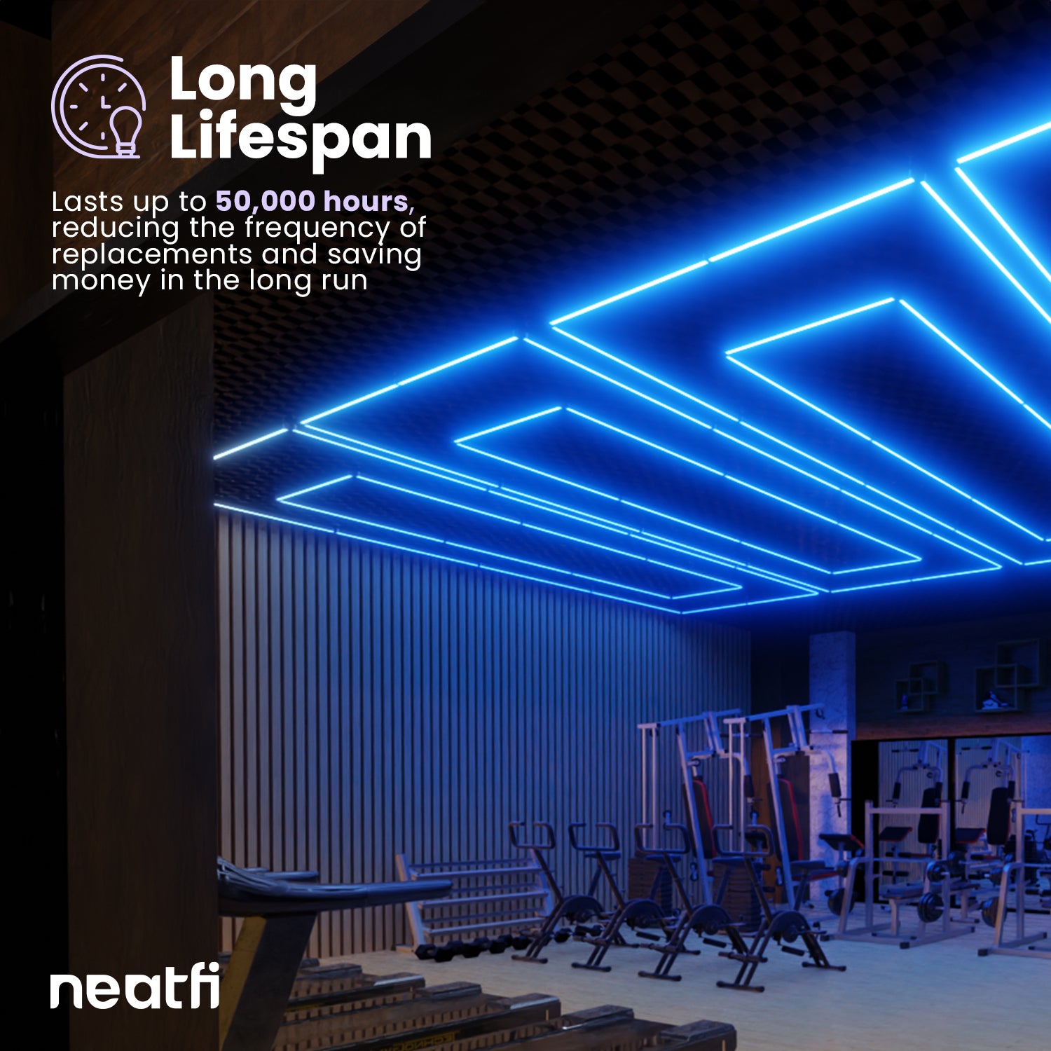 2 Rectangles LED Car Garage Light – 35,200 Lumens, Easy Installation for Shops & Gyms, Blue