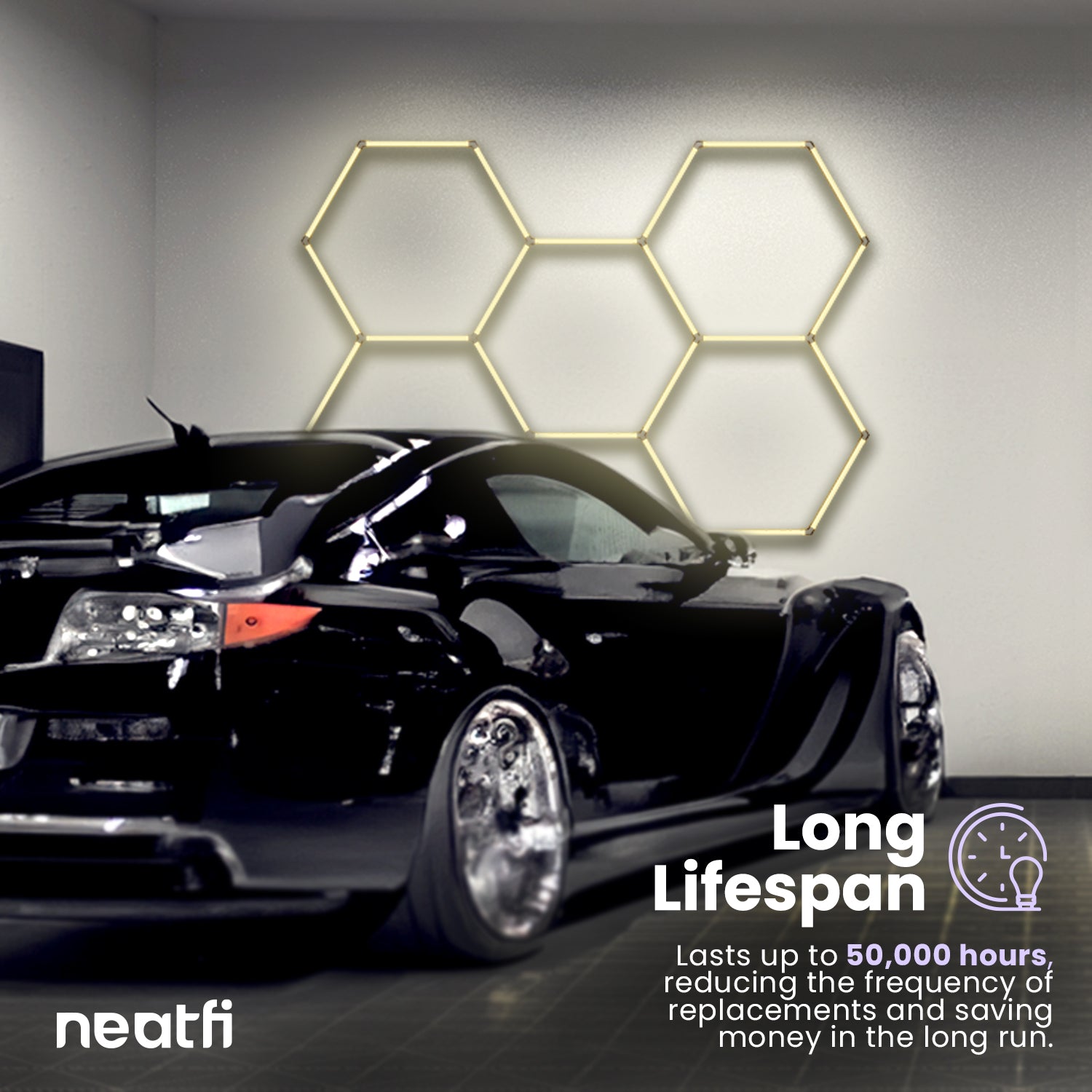 5 Hexagon Grids LED Lighting with 3 Light Modes