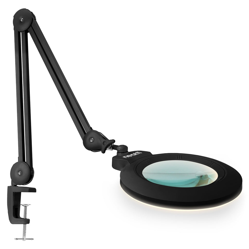 Pro Series XL Bifocal LED Magnifying Lamp – 5D/20D, CRI 95, Adjustable CCT, 7″ Acrylic Lens, Black