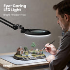 Pro Series XL Bifocal LED Magnifying Lamp – 5D/20D, CRI 95, Adjustable CCT, 7″ Acrylic Lens, Black
