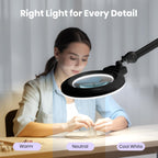 Pro Series XL Bifocal LED Magnifying Lamp – 5D/20D, CRI 95, Adjustable CCT, 7″ Acrylic Lens, Black