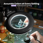 Pro Series XL Bifocal LED Magnifying Lamp – 5D/20D, CRI 95, Adjustable CCT, 7″ Acrylic Lens, Black