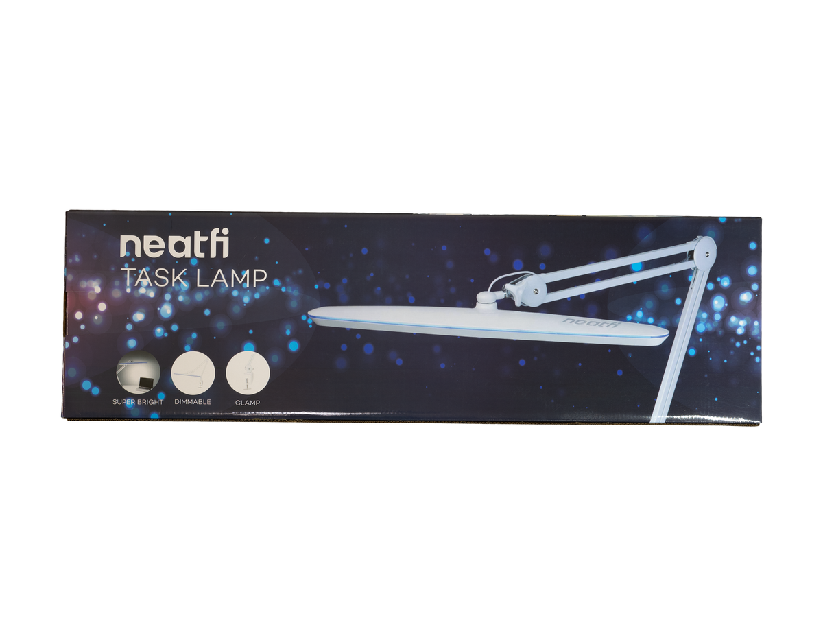 23” LED Desk Lamp with Clamp – XL Wide Shade, 2200 Lumens White