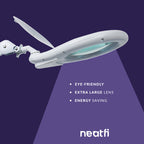 7-Inch Glass Lens Magnifying Lamp with Clamp, 5 Diopter, Magnifying with Light for Sewing, Painting, Jewelry Making, and Reading - White