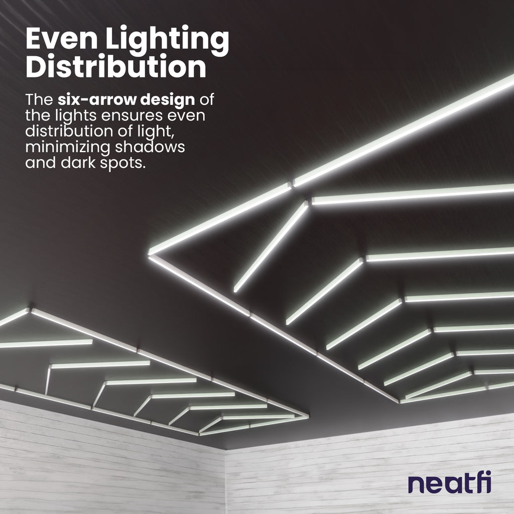 6-Arrow Shape Ultra-Bright LED Ceiling Light – 42,2400 Lumens for Warehouses & Gyms, Cool White