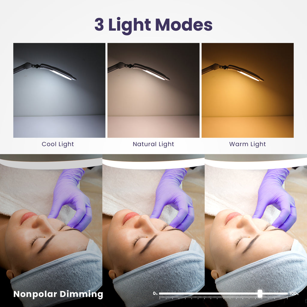 7" Wide Glass Lens Elite Super LED Magnifying Lamp with Clamp, 3 Diopter & 12 Diopter, 3 Light Modes - White