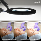Lámpara de aumento de 5" con pinza – 5 dioptrías, modos de luz ajustables para trabajos de detalle, negra