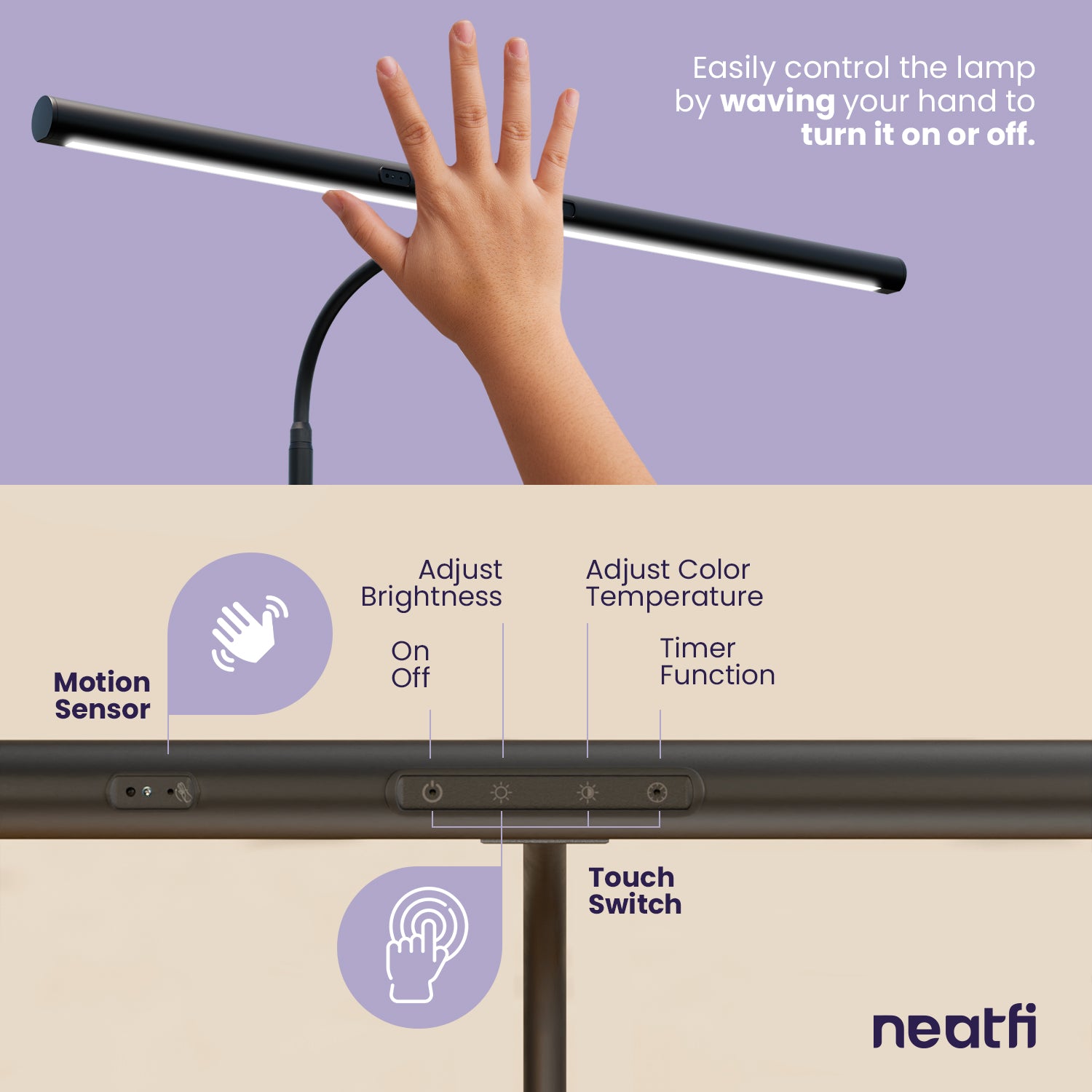 31.5" Architect Desk Light, LED Desk Lamp with Clamp and Base for Home Office with Motion Sensor and Touch Switch, 1100 Lumens, 5 Brightness Levels, 5 Light Modes, 60-min Timer - Black