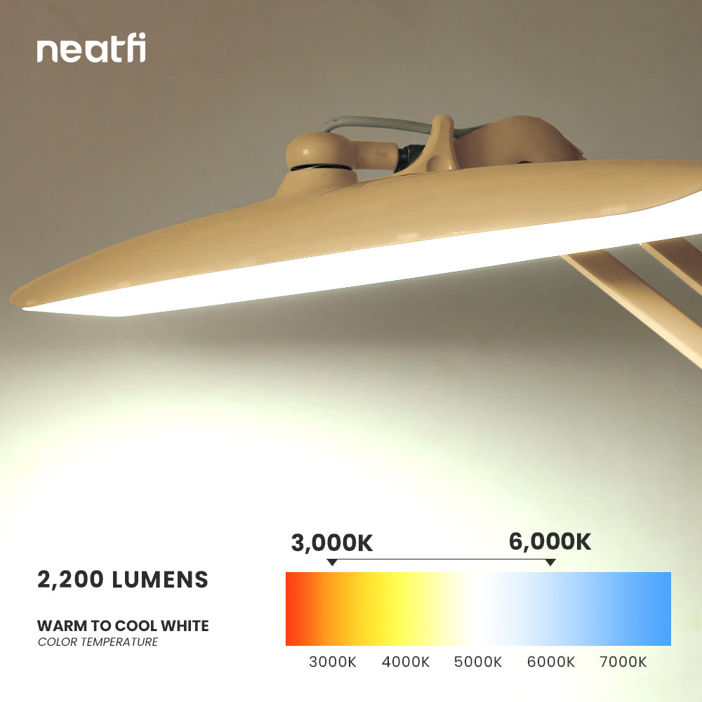 2200 Lumens LED Desk Lamp with Clamp – 20” Wide Shade, 3 Light Modes, Dimmable Task Light, Gold