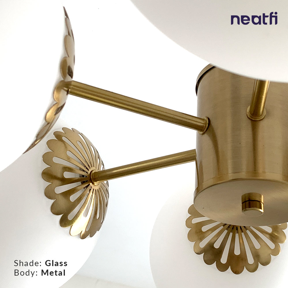 6 Glass Globe Modern Sputnik Chandelier - Gold