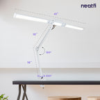41” Wide Shade, 3000 Lumens LED Desk Lamp with Clamp – CRI 95, 3 Color Modes, Dimmable Task Light, White