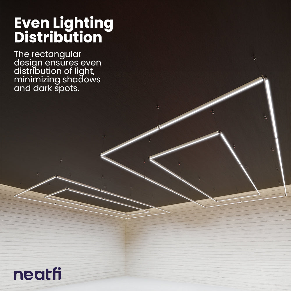 2 Rectangles 35,200 Lumens LED Ceiling Light with Hanging Kit for Shops & Gyms, Cool White