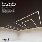 2 Rectangles 35,200 Lumens LED Ceiling Light with Hanging Kit for Shops & Gyms, Cool White