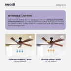 54-inch Industrial Downrod Ceiling Fan, 5 Solid Wood Blades - Dark Wood