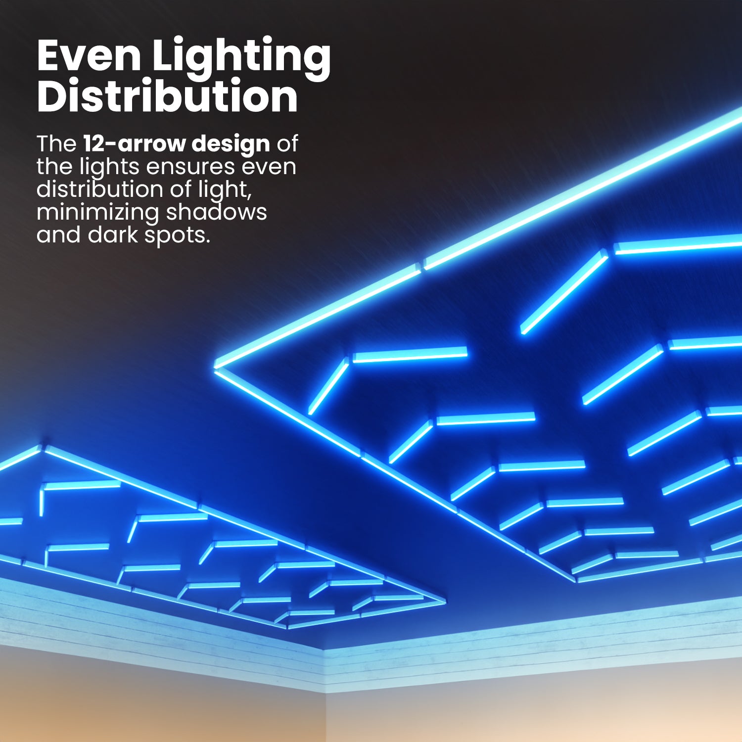 12-Arrow Shape Ultra-Bright LED Ceiling Light - 42,2400 Lumens for Warehouses & Gyms