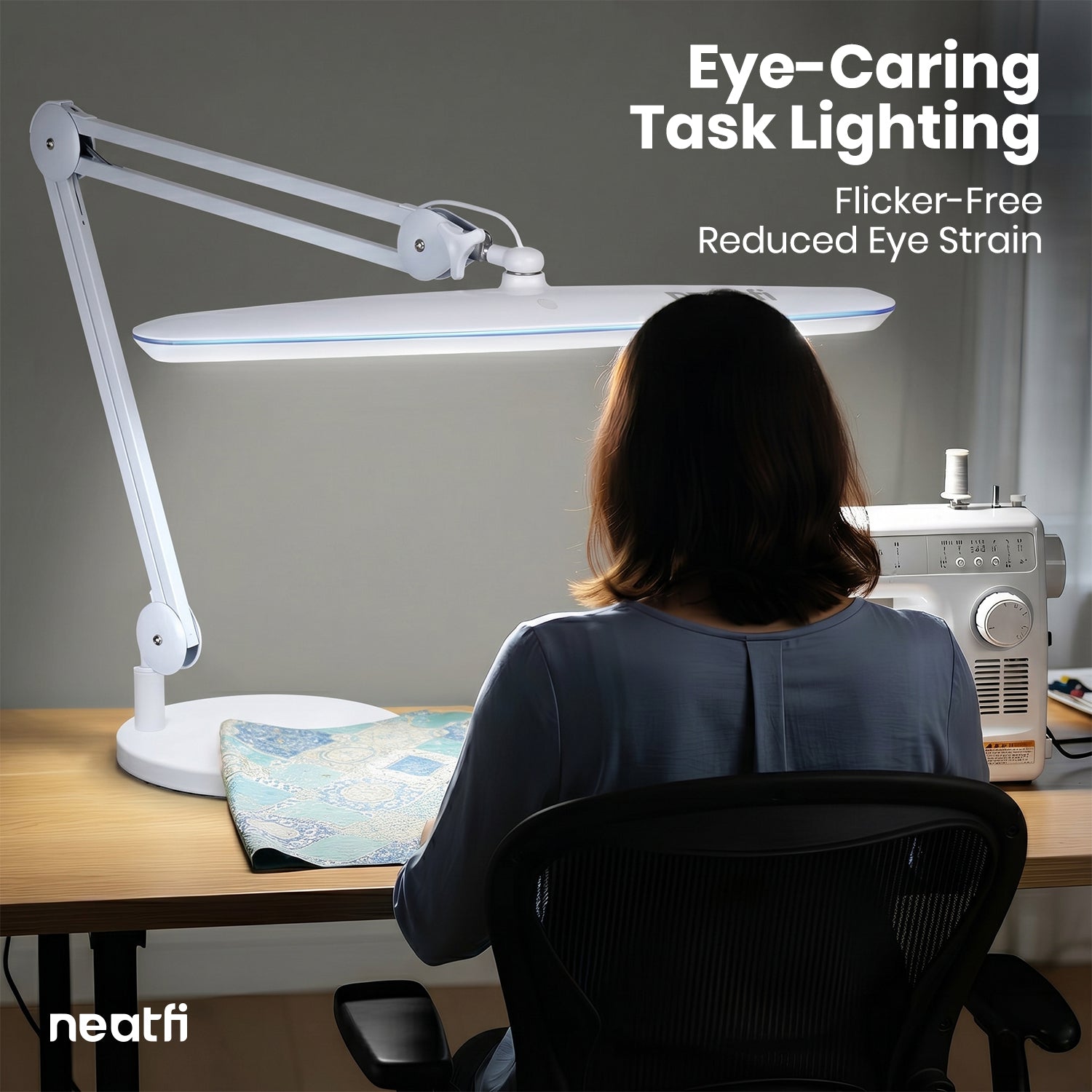 23” Wide Shade, 2200 Lumens LED Desk Lamp with Base – Dimmable, Eye-Caring Task Light, White