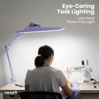 20” Wide Head LED Desk Lamp with Clamp – 2200 Lumens Task Light for Home Office & Crafts, Lavender