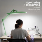 20” Wide Head LED Desk Lamp with Clamp – 2200 Lumens Task Light for Home Office & Crafts, Midnight Green